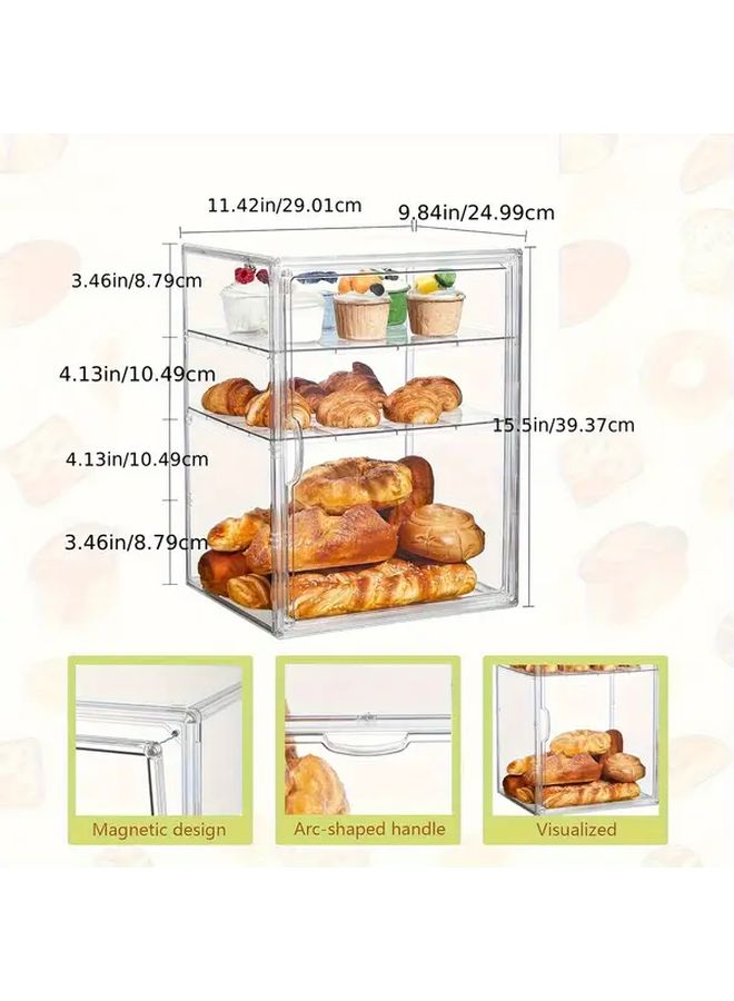 4 Tier Adjustable Magnetic Bread Box With Pet Lid Airtight Kitchen Cabinet Storage - Image 2