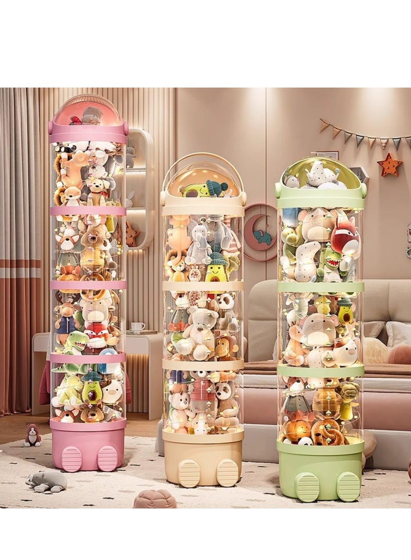 XiuWoo Vertical Toy Storage Tube, PET Transparent Stuffed Animal Zoo Organizer, Stuffed Animal Storage Tube with Zipper, Pet Transparent Bucket with Zipper for Kids Toy, Pink,162cm  - Image 5