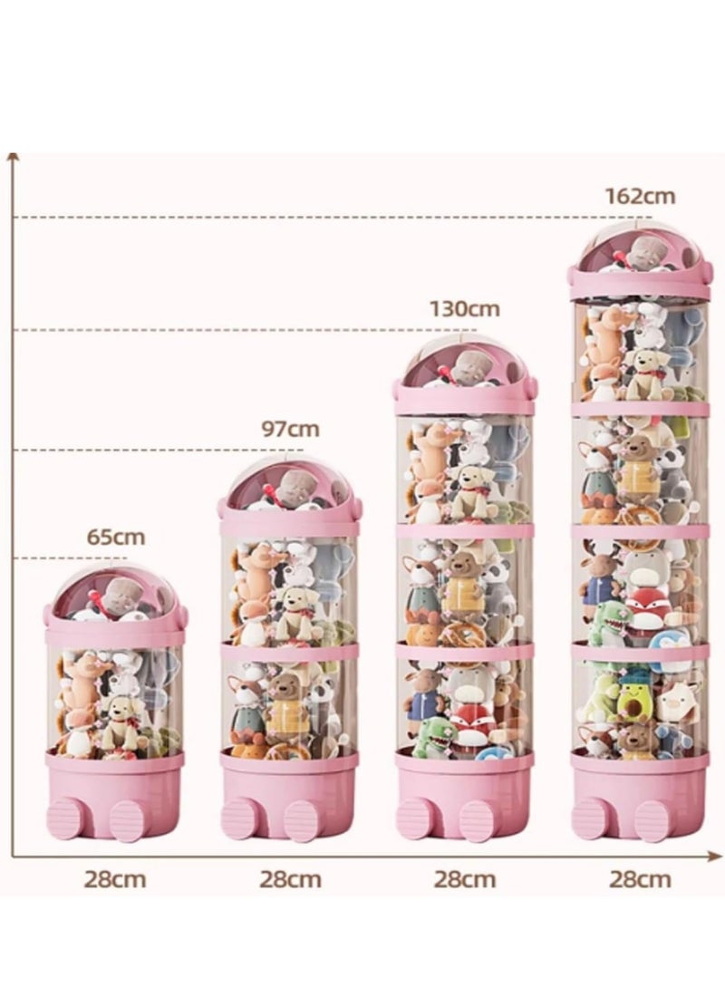 XiuWoo Vertical Toy Storage Tube, PET Transparent Stuffed Animal Zoo Organizer, Stuffed Animal Storage Tube with Zipper, Pet Transparent Bucket with Zipper for Kids Toy, Pink,162cm  - Image 2