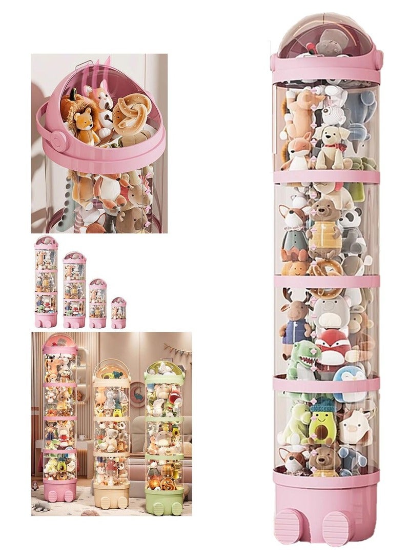 XiuWoo Vertical Toy Storage Tube, PET Transparent Stuffed Animal Zoo Organizer, Stuffed Animal Storage Tube with Zipper, Pet Transparent Bucket with Zipper for Kids Toy, Pink,162cm  - Image 1