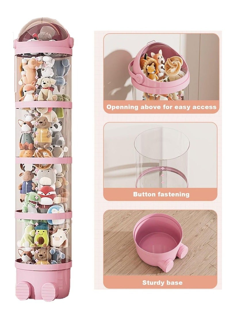XiuWoo Vertical Toy Storage Tube, PET Transparent Stuffed Animal Zoo Organizer, Stuffed Animal Storage Tube with Zipper, Pet Transparent Bucket with Zipper for Kids Toy, Pink,162cm  - Image 3