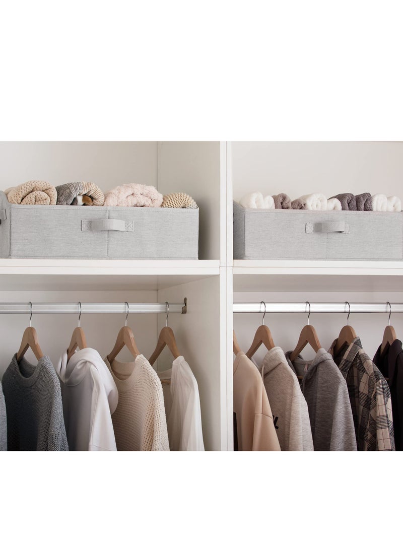 Excefore Closet Storage Bins, Trapezoid Storage Box with Handles, Foldable Organizer Bins and Baskets for Clothes, Polyester Canvas Bins, Jumbo (19.75"L x 11"W x 5.25"H)(3 Pcs, Light Grey)  - Image 3