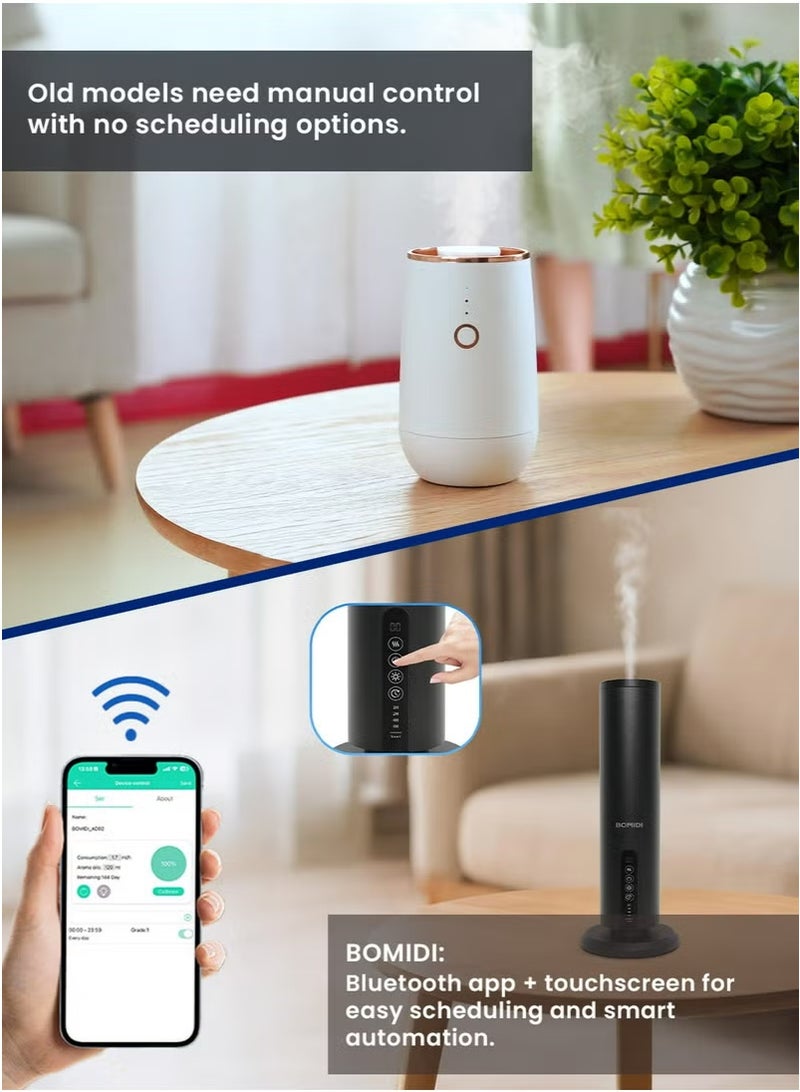 BOMIDI Waterless Aromatherapy Diffuser with 120ML Sandalwood Essential Oil – Smart Bluetooth & Touch Screen Scent Machine for Home, Office & Commercial Use (Venturi Tech, 100m² Coverage), BOMIDI AD02 Black  - Image 5