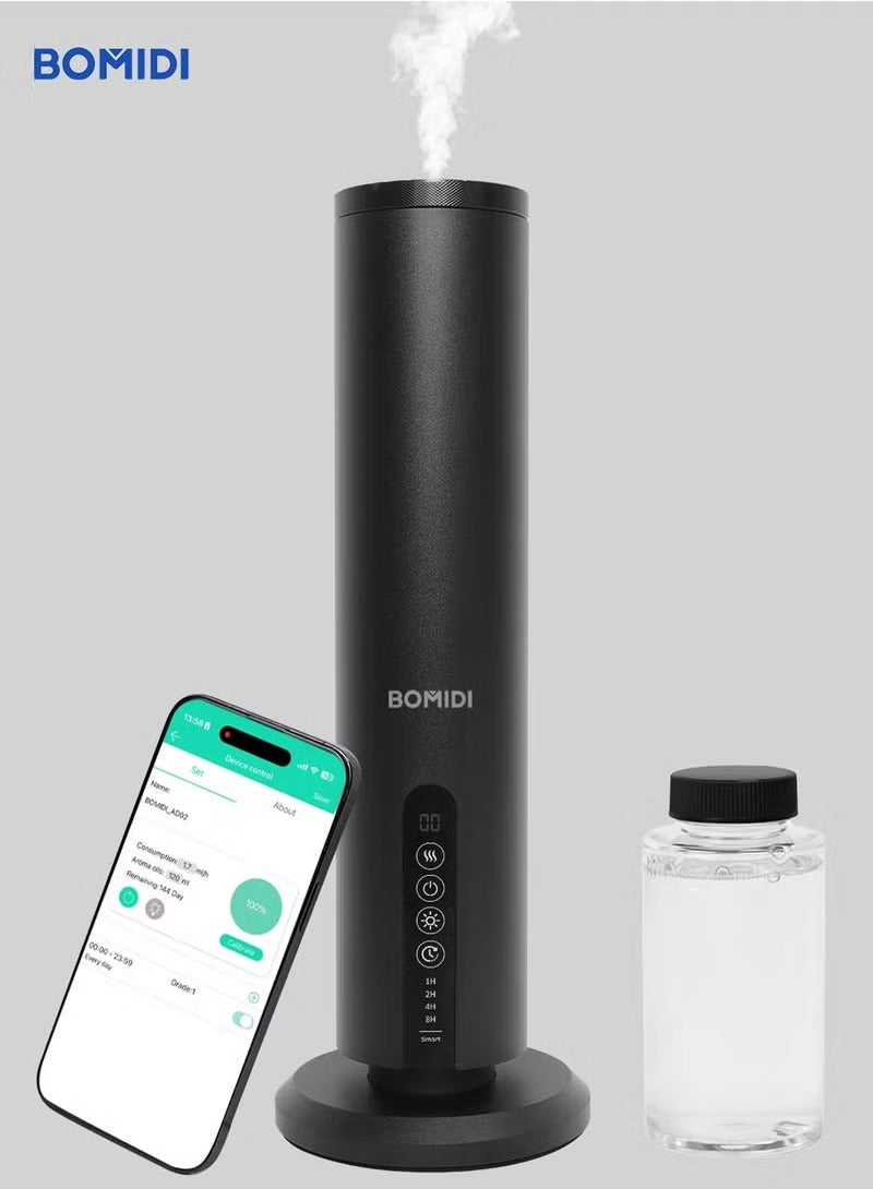 BOMIDI Waterless Aromatherapy Diffuser with 120ML Sandalwood Essential Oil – Smart Bluetooth & Touch Screen Scent Machine for Home, Office & Commercial Use (Venturi Tech, 100m² Coverage), BOMIDI AD02 Black  - Image 2
