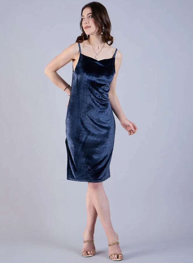 Freehand Women Fitted Party Wear Solid Midi Dress