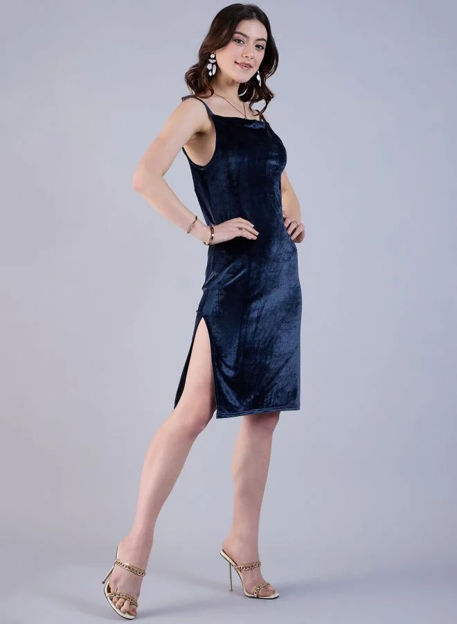 Freehand Women Fitted Party Wear Solid Midi Dress