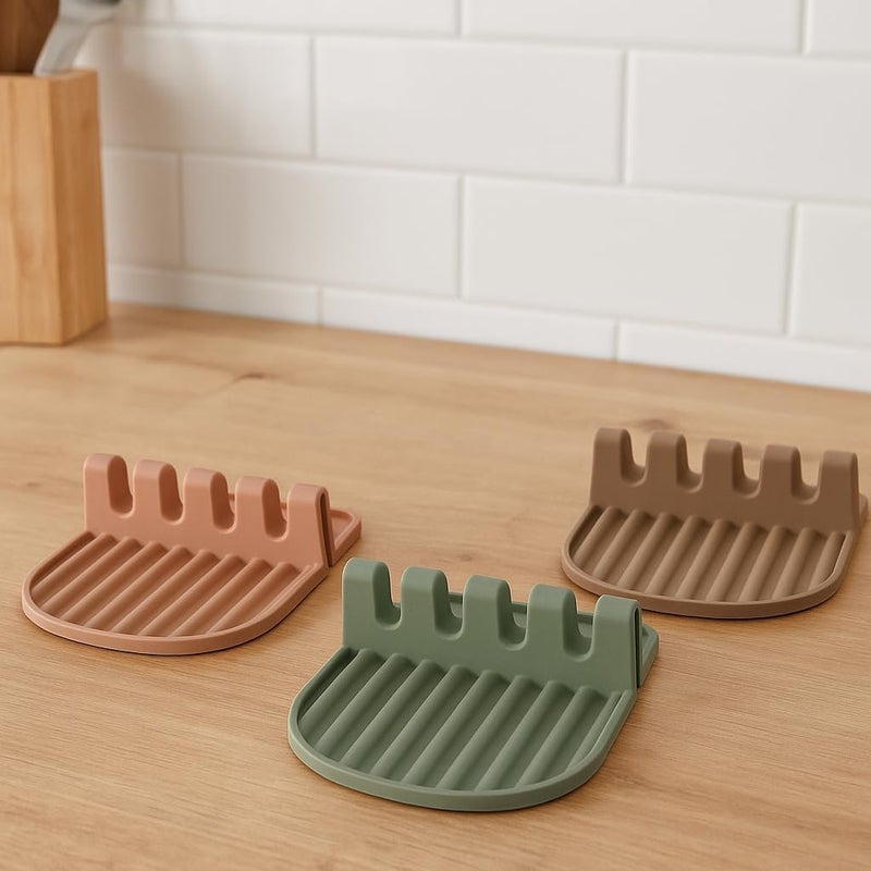 Kitchen Spoon Rest for Multiple Utensils High Heat-Resistant Silicone Drip Pad, BPA-Free Spoon Holder for Stove Top, Kitchen Gadget Holder for Ladles, Tongs, Cooking Spatula - Makes Great Gift.