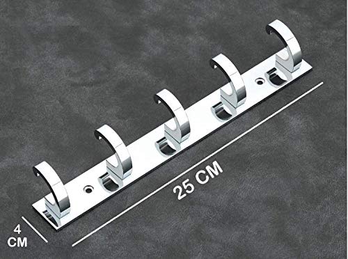 iSTAR Stainless Steel 5 Pin Bathroom Cloth Hooks Hanger Door Wall Bedroom Bathroom Robe Hooks Rail for Hanging Keys, Clothes, Towel Steel Hook (Pack of 5, Silver) - Image 5