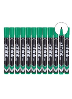 Deli 12-Piece Permanent Marker Chisel Tip Green Ink  - Image 2