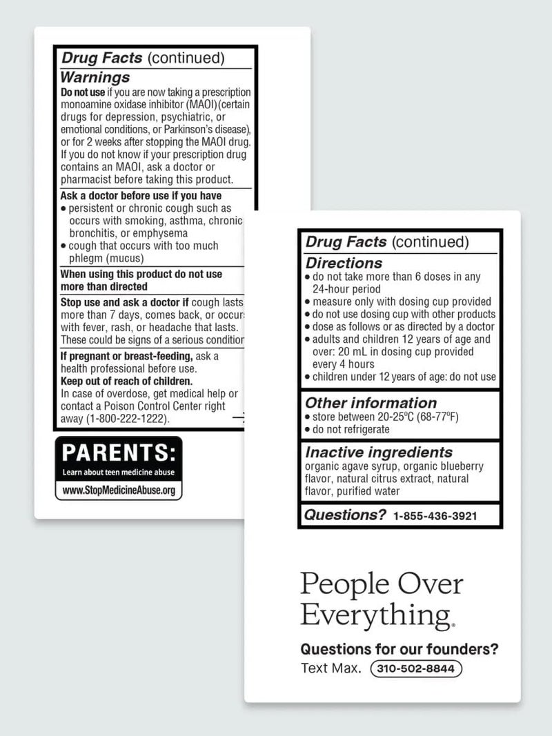 Genexa Clean Cough Chest Congestion Relief Dye Free 0 Artificial Additives MultiSymptom Maximum Strength Relief Cough Syrup Cough Suppressant Expectorant Organic Blueberry Flavor 6 fl oz - Image 2