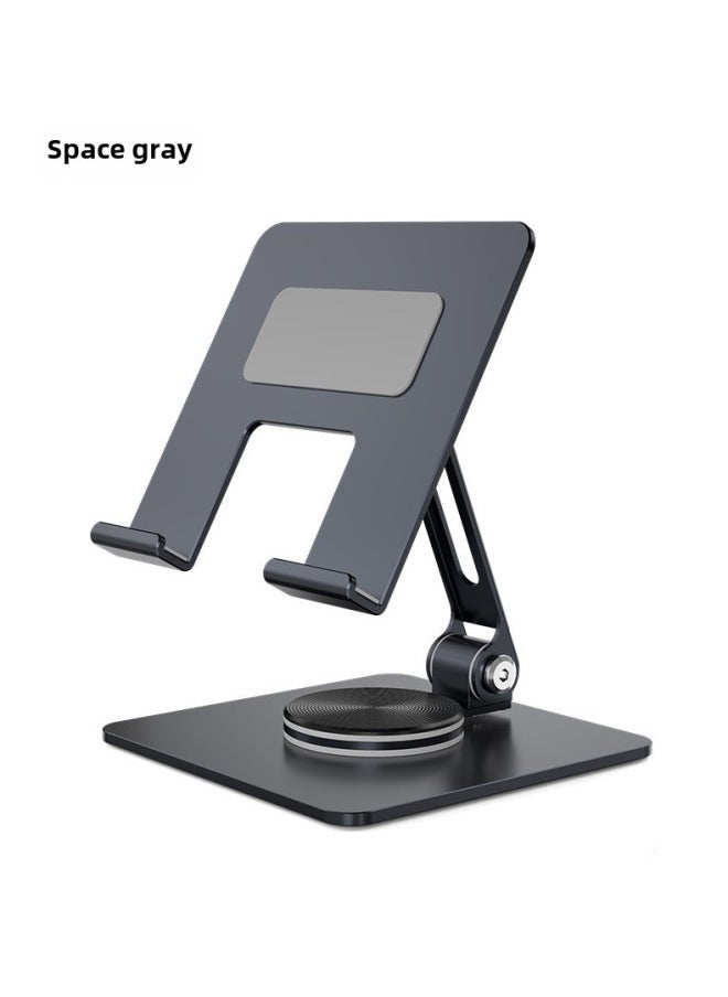 Tablet Stand 360 ° Rotating Desktop Metal Folding Mobile Phone Stand For IPad Cross-border-Color:Grey -360 ° Rotation-Carbon Steel-Applicable Dimensions:Within 13 Inches - Image 1
