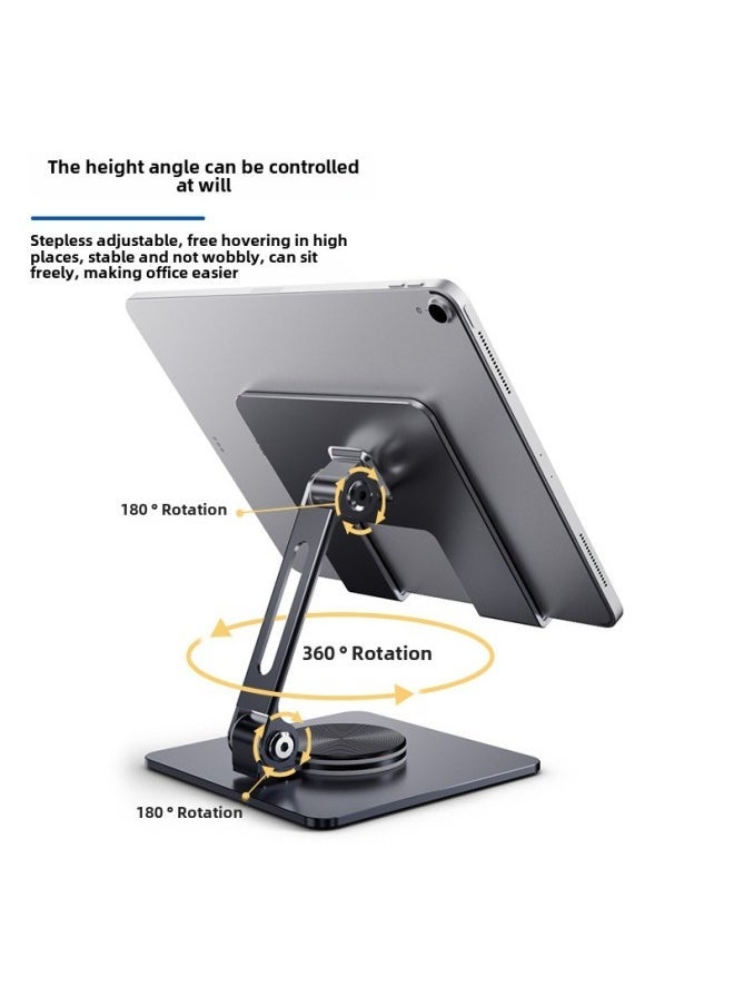 Tablet Stand 360 ° Rotating Desktop Metal Folding Mobile Phone Stand For IPad Cross-border-Color:Grey -360 ° Rotation-Carbon Steel-Applicable Dimensions:Within 13 Inches - Image 4