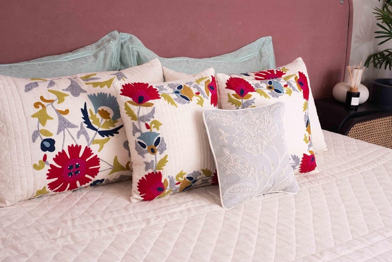 CASA AMI CASA AMI Abigail Bedcover Set Luxury Flat Bedcover King Size Preminum Quilted Design for Bed 1 bedcover 2 Pillow Covers and 2 Cushion Covers Fabric Linen  - Image 1