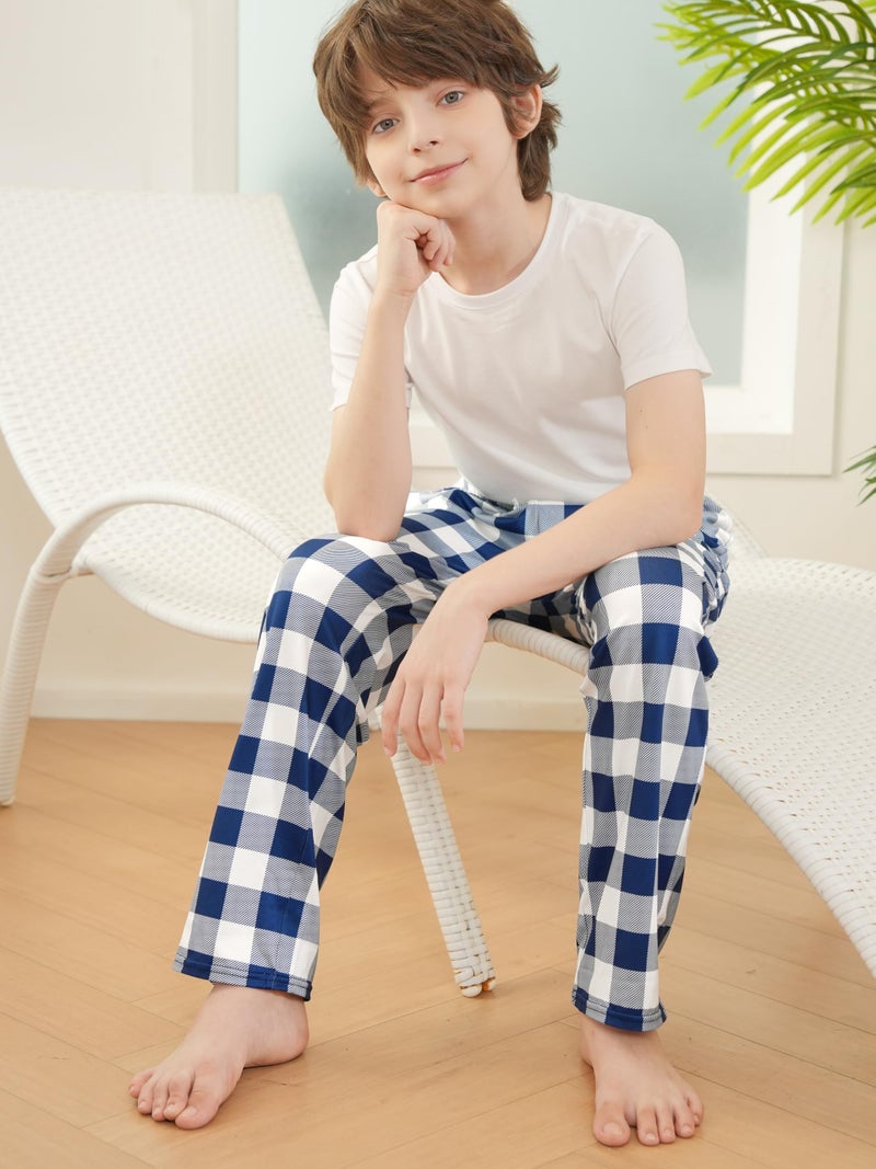 Cooraby Boys Plaid Pants with Pockets Elastic Waist Drawstring - Christmas Plaid Pants for Boys & Girls - Image 5
