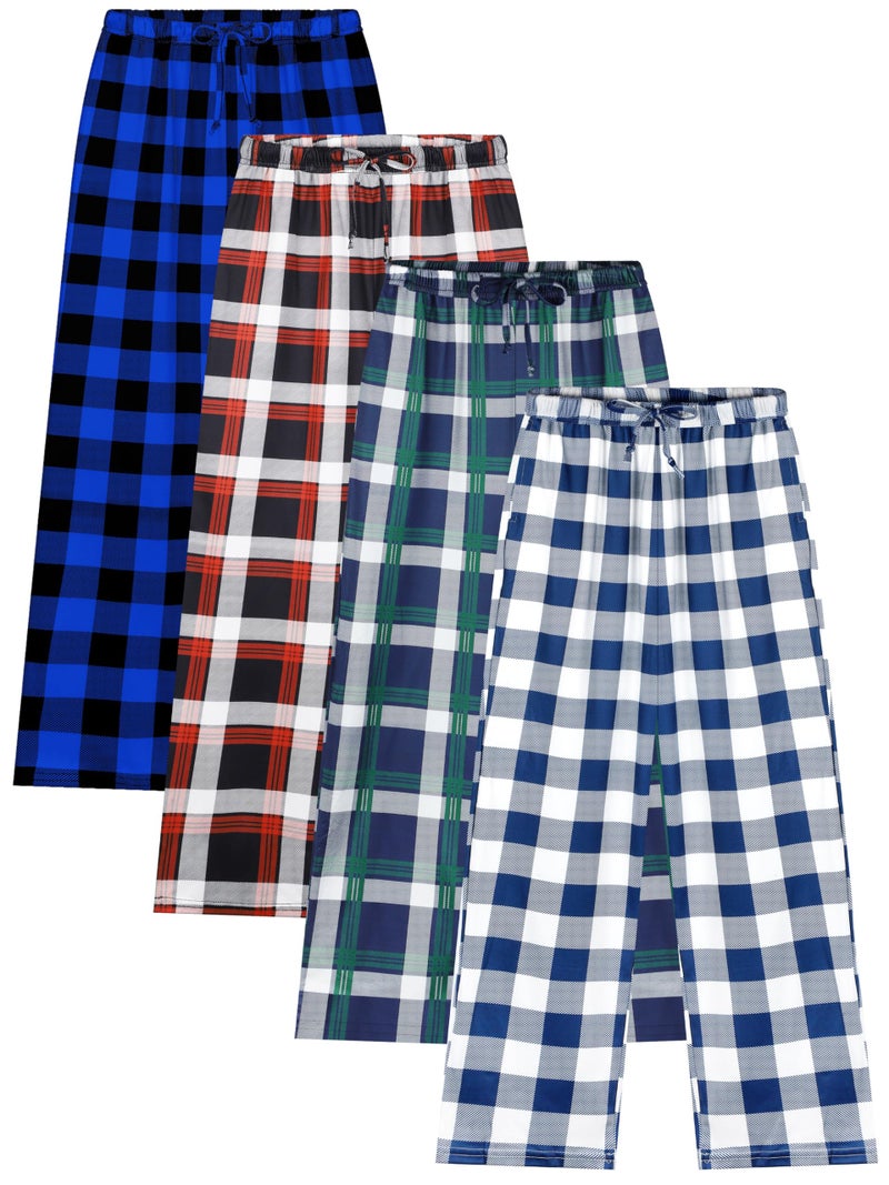 Cooraby Boys Plaid Pants with Pockets Elastic Waist Drawstring - Christmas Plaid Pants for Boys & Girls - Image 1