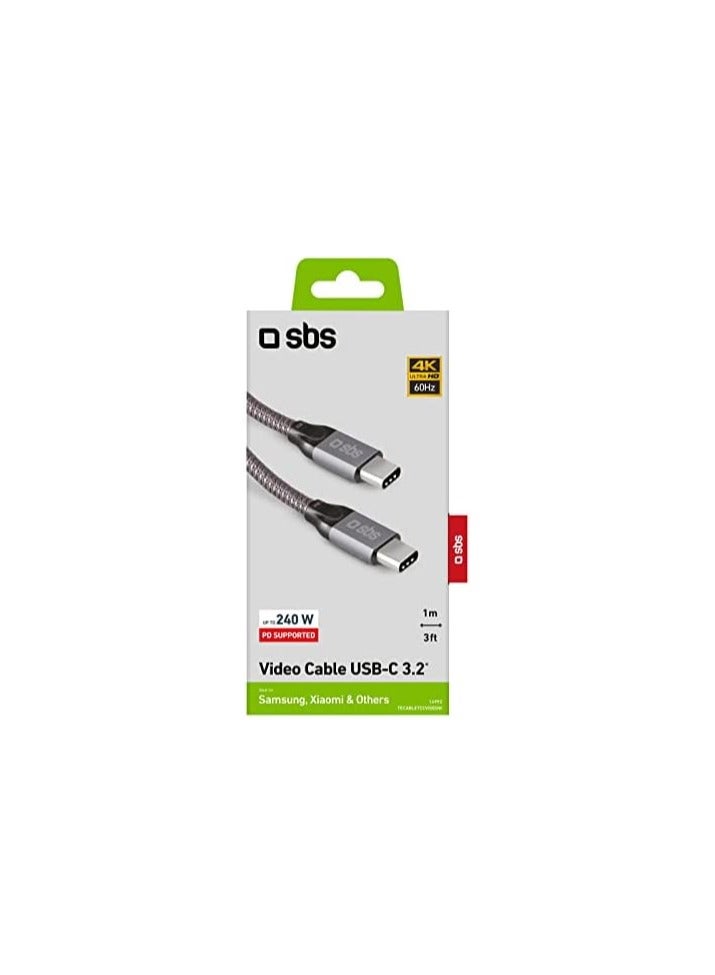 SBS USB-C to USB-C Data and Charging Cable, 1M, Fast Charge, HD Smartphone Video Transmission, 10Gbps High Speed Data Transfer, Silver - Image 3