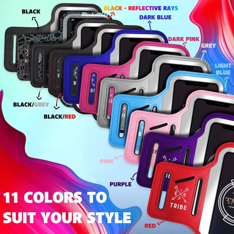 Tribe Running Phone Holder Armband. iPhone & Galaxy Cell Phone Sports Arm Bands for Women, Men, Runners, Jogging, Walking, Exercise & Gym Workout. Fits All Smartphones. Adjustable Strap, CC/Key Pocket - Image 2