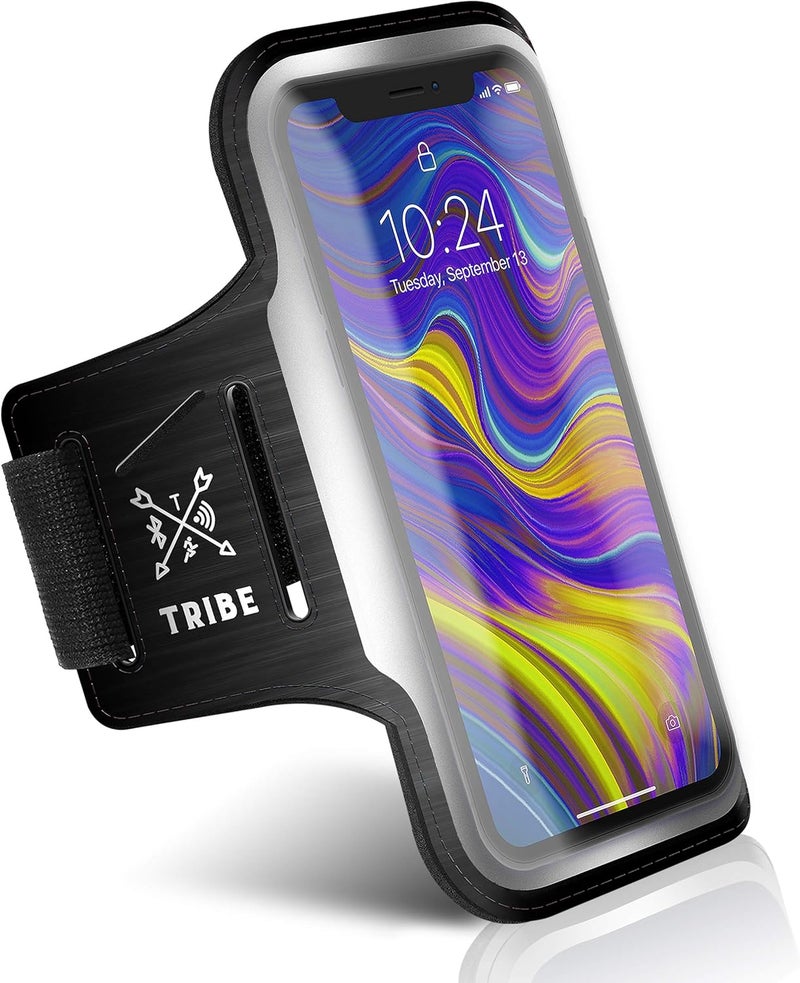 Tribe Running Phone Holder Armband. iPhone & Galaxy Cell Phone Sports Arm Bands for Women, Men, Runners, Jogging, Walking, Exercise & Gym Workout. Fits All Smartphones. Adjustable Strap, CC/Key Pocket - Image 1