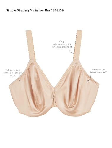 Wacoal Women's Simple Shaping Unlined Full Coverage Minimizer Bra, 857109, Black, 38DDD - Image 3