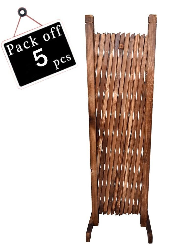 LINGWEI Expandable Wooden Garden Decorative Garden Fence Extendable Wood Picket Fence Wooden Trellis Fence Garden Privacy Fence Screen Expanding Wicker Fence 5pcs  - Image 1