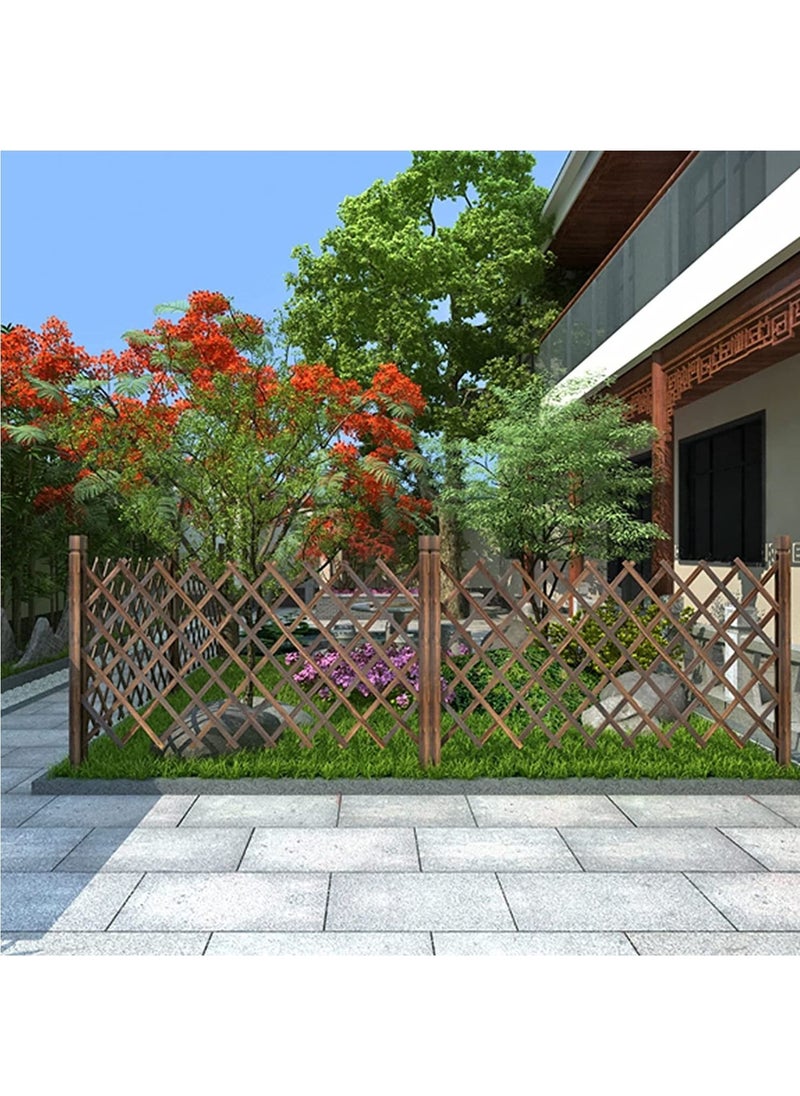 LINGWEI Expandable Wooden Garden Decorative Garden Fence Extendable Wood Picket Fence Wooden Trellis Fence Garden Privacy Fence Screen Expanding Wicker Fence 5pcs  - Image 2
