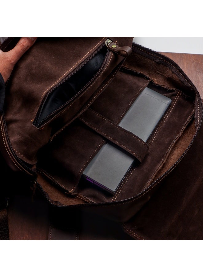 N-Elegance Premium Genuine Leather Laptop & Business Bag – Stylish, Durable, and Perfect for Work or Travel Brown - Image 2
