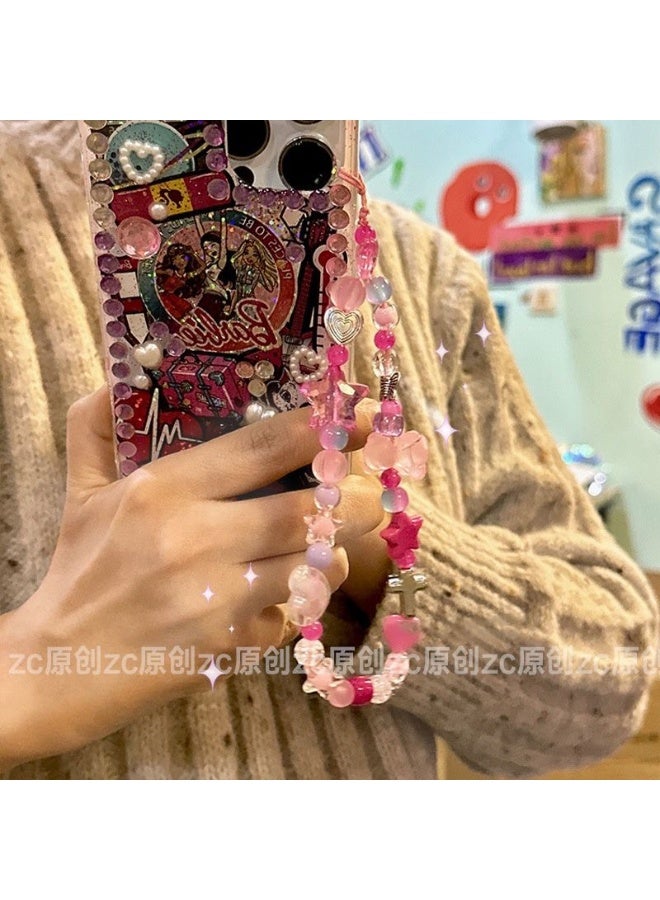 NIBEMINENT Phone Charm/ Chain Strap for Women Girls,Sweet Cool Star Cell Phone Case Lanyard Wrist Strap - Image 1