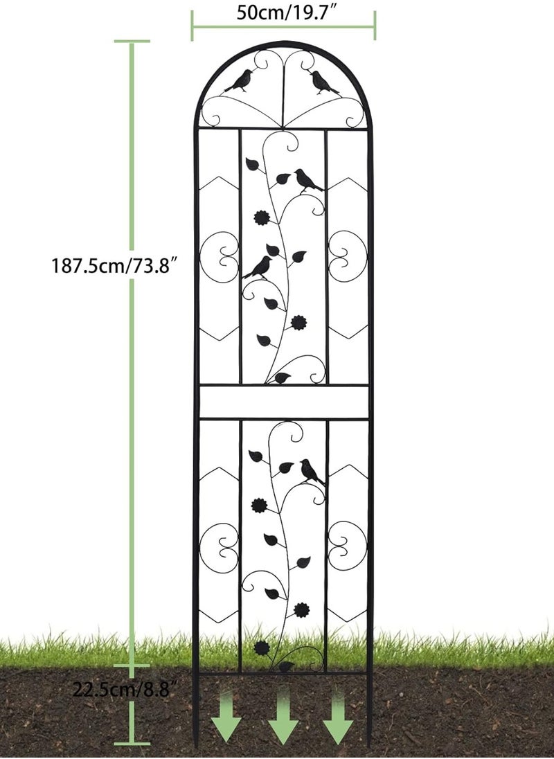 WISFOR - Metal Garden Trellis Panels 2 Pack 187.5 cm Tall Plant Climbing Fencing Screening Barrier Outdoor Lawn Edging Border for Climbing Plants Potted Vines Vegetables Flowers Backyard Patio - Image 1