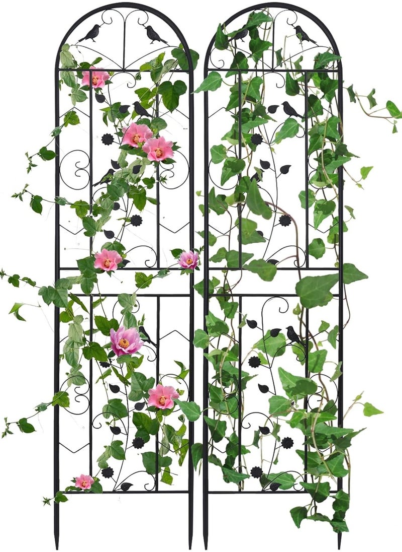 WISFOR - Metal Garden Trellis Panels 2 Pack 187.5 cm Tall Plant Climbing Fencing Screening Barrier Outdoor Lawn Edging Border for Climbing Plants Potted Vines Vegetables Flowers Backyard Patio - Image 1