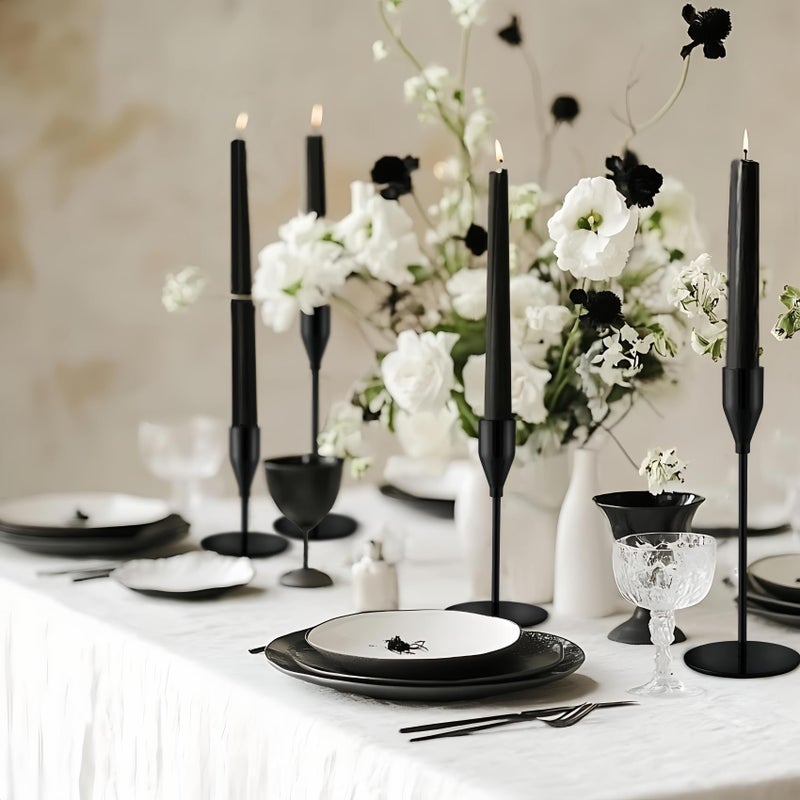 ECHFSM Black Taper Candle Holders for Wedding Table Centerpiece,Tall Taper Candlestick Holders Bulk Set of 27,Metal Candle Stick Holder Decor for Table or Mantel Centerpiece, Dinning, Party Home Decor - Image 4