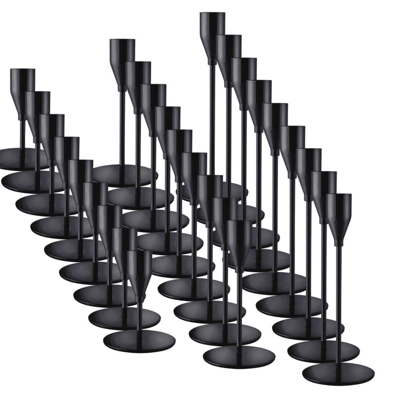 ECHFSM Black Taper Candle Holders for Wedding Table Centerpiece,Tall Taper Candlestick Holders Bulk Set of 27,Metal Candle Stick Holder Decor for Table or Mantel Centerpiece, Dinning, Party Home Decor - Image 1