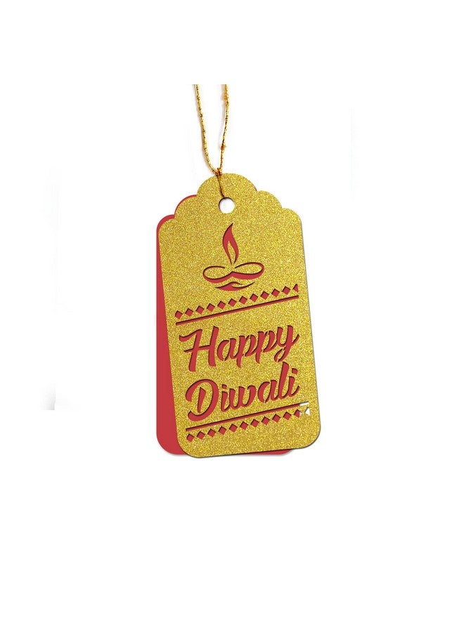 SVM CRAFT® Diwali Tags, Ethnic Design Happy Diwali Gift Tags -Gold Glitter Gift Tags for Gift Packaging, for Return Gift - (Pack of 20)