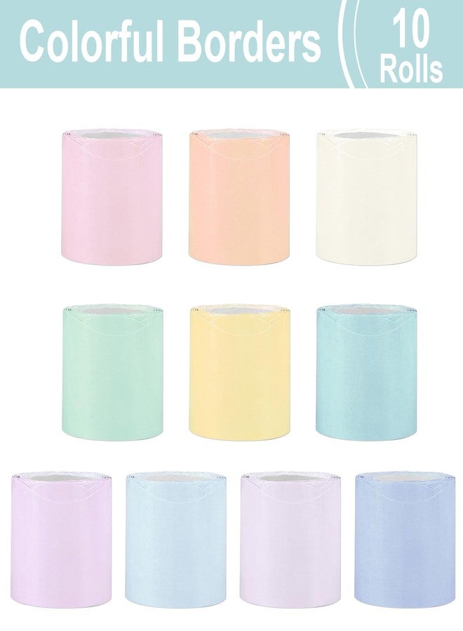 Wiooffen 10 Rolls 262ft Colorful Borders for Bulletin Board Scalloped Trim Bulletin Board Decorations Classroom Borders for Bulletin Board Back to School Supplies Office Wall Chalkboard Decor(Pastel) - Image 2