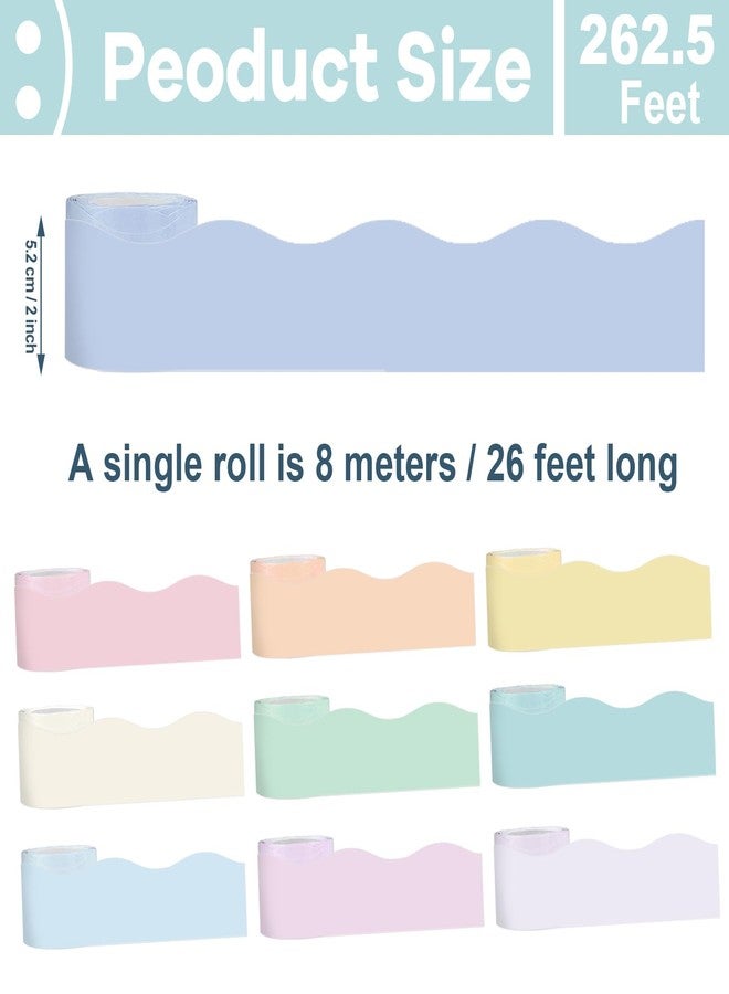 Wiooffen 10 Rolls 262ft Colorful Borders for Bulletin Board Scalloped Trim Bulletin Board Decorations Classroom Borders for Bulletin Board Back to School Supplies Office Wall Chalkboard Decor(Pastel) - Image 3