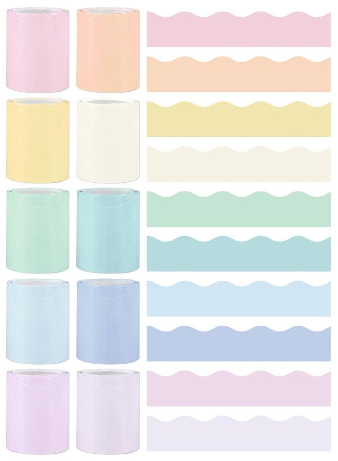 Wiooffen 10 Rolls 262ft Colorful Borders for Bulletin Board Scalloped Trim Bulletin Board Decorations Classroom Borders for Bulletin Board Back to School Supplies Office Wall Chalkboard Decor(Pastel) - Image 1