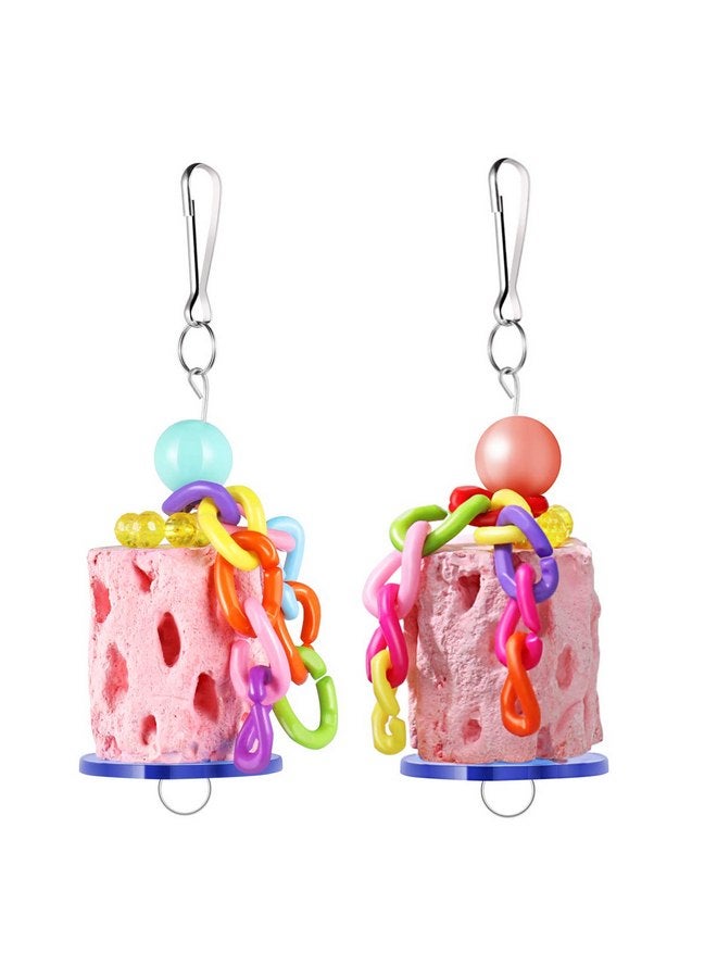 2Pcs Bird Chew Toys - Grinding Stone Parrot Chewing Toys - Tree Root Design Bird Treats Cage Hanging Toy for Birds Parrot Rabbit Squirrel Hamster (Random Color)