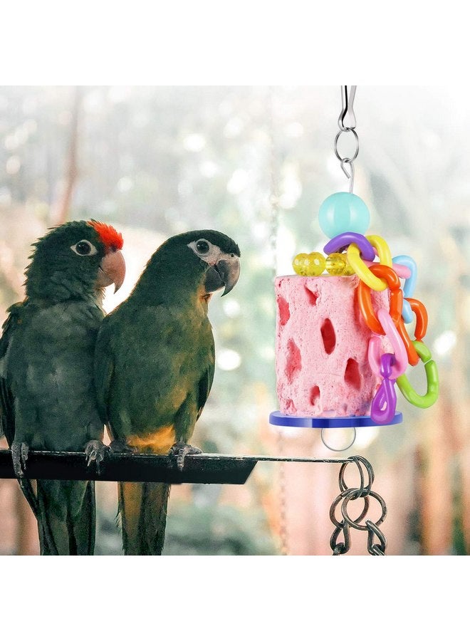 2Pcs Bird Chew Toys - Grinding Stone Parrot Chewing Toys - Tree Root Design Bird Treats Cage Hanging Toy for Birds Parrot Rabbit Squirrel Hamster (Random Color)