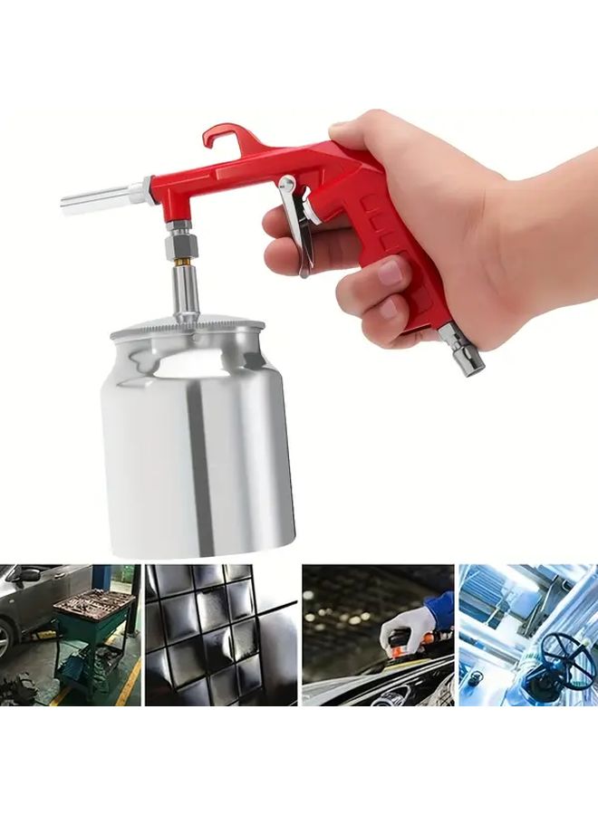 Professional Heavy Duty Manual Sand Blaster Gun 750CC Capacity Aluminum Alloy Abrasive Blaster with Ergonomic Grip Precision Spray System for Automotive Metal Polishing Rust Removal Stripping Compatible with Sand Grit Dust Free Operation - Image 1