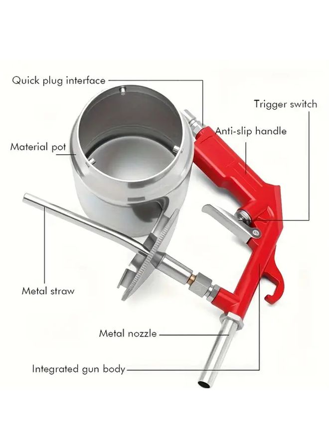 Professional Heavy Duty Manual Sand Blaster Gun 750CC Capacity Aluminum Alloy Abrasive Blaster with Ergonomic Grip Precision Spray System for Automotive Metal Polishing Rust Removal Stripping Compatible with Sand Grit Dust Free Operation - Image 3