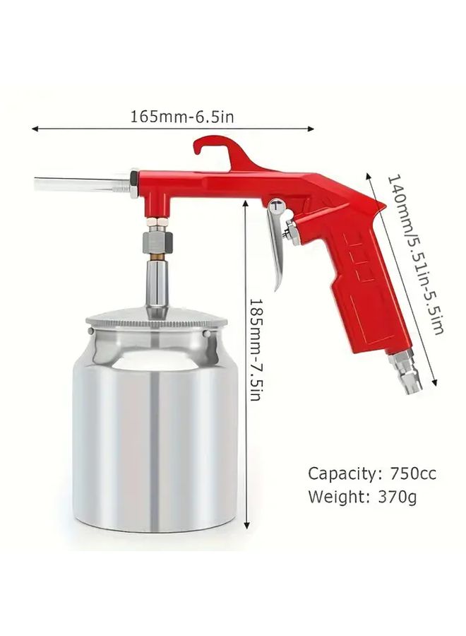 Professional Heavy Duty Manual Sand Blaster Gun 750CC Capacity Aluminum Alloy Abrasive Blaster with Ergonomic Grip Precision Spray System for Automotive Metal Polishing Rust Removal Stripping Compatible with Sand Grit Dust Free Operation - Image 2