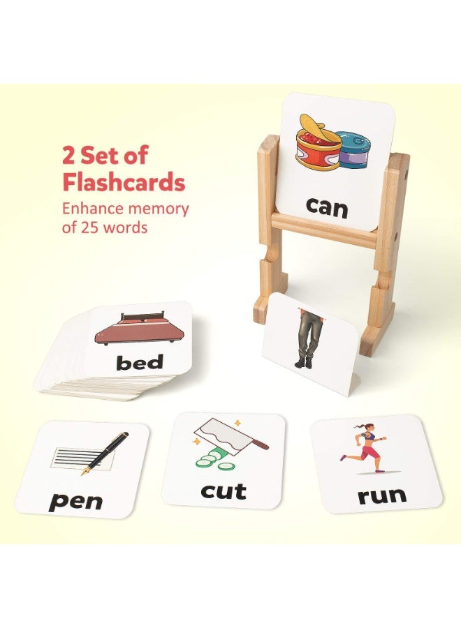 كيلا مكعبات قراءة خشبية، قضبان حروف العلة القصيرة، ألعاب تهجئة، بطاقات تعليمية، أحجية حروف دوارة للأطفال، كلمات موقع مونتيسوري، لعبة تعليمية أبجدية دوارة لمرحلة ما قبل المدرسة للأولاد والبنات - Image 3