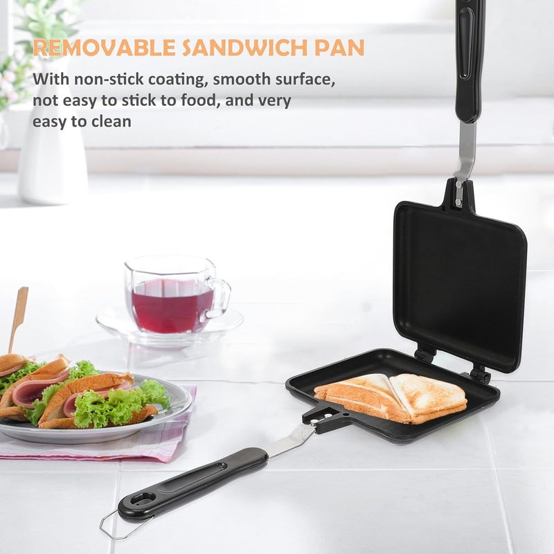 Detachable Aluminum Sandwich Frying Pan 14cm Non-stick Double-sided Baking Plate for Home Cookware and Stovetop Cooking - Image 2