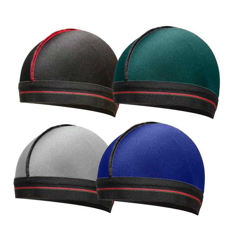 ForceWave Silky Stocking Compression Cap for 360 Waves - 4-Piece Set (Black, Green, Blue, Gray) - Image 1