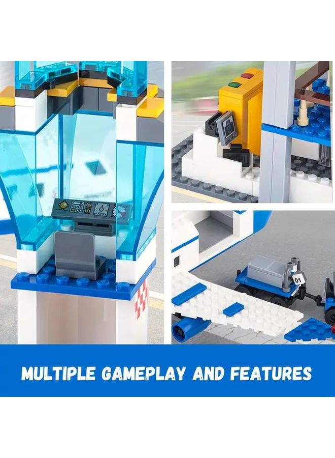 City Airport Building Kit 1002 Pcs Construction Set With Helicopter And Vehicles For Holiday Gifts - Image 4