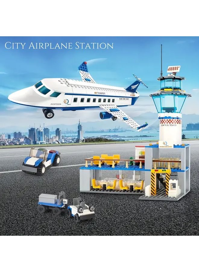 City Airport Building Kit 1002 Pcs Construction Set With Helicopter And Vehicles For Holiday Gifts - Image 2