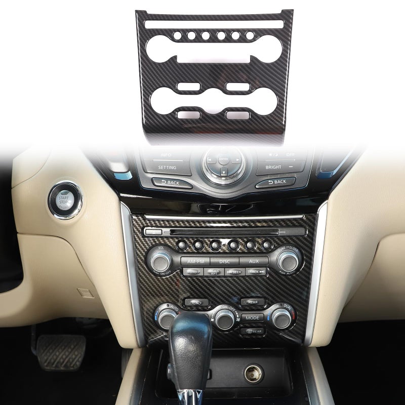 غطاء تزيين لوحة التحكم في تكييف الهواء المركزي متوافق مع نيسان باثفايندر 2013-2018 غطاء لوحة مفتاح تكييف الهواء ملحقات 1 قطعة نمط ألياف الكربون
