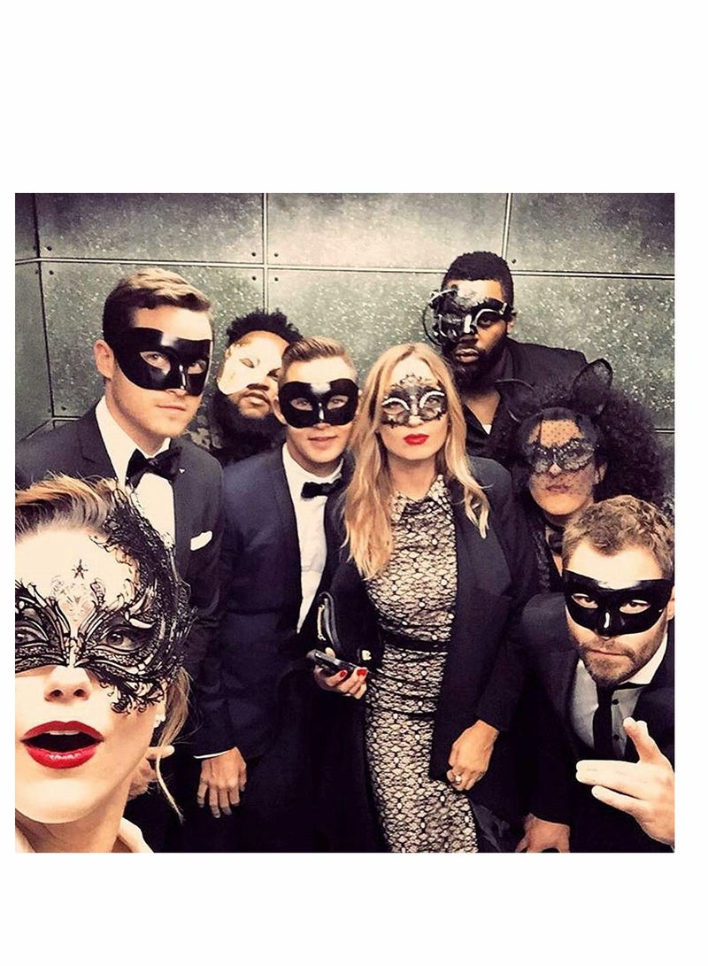 Excefore Masquerade Mask for Women Mardi Gras Deecorations Venetian Masks Metal Shiny Rhinestone Halloween Party Evening Prom Ball Costumes Accessory, Black - Image 2