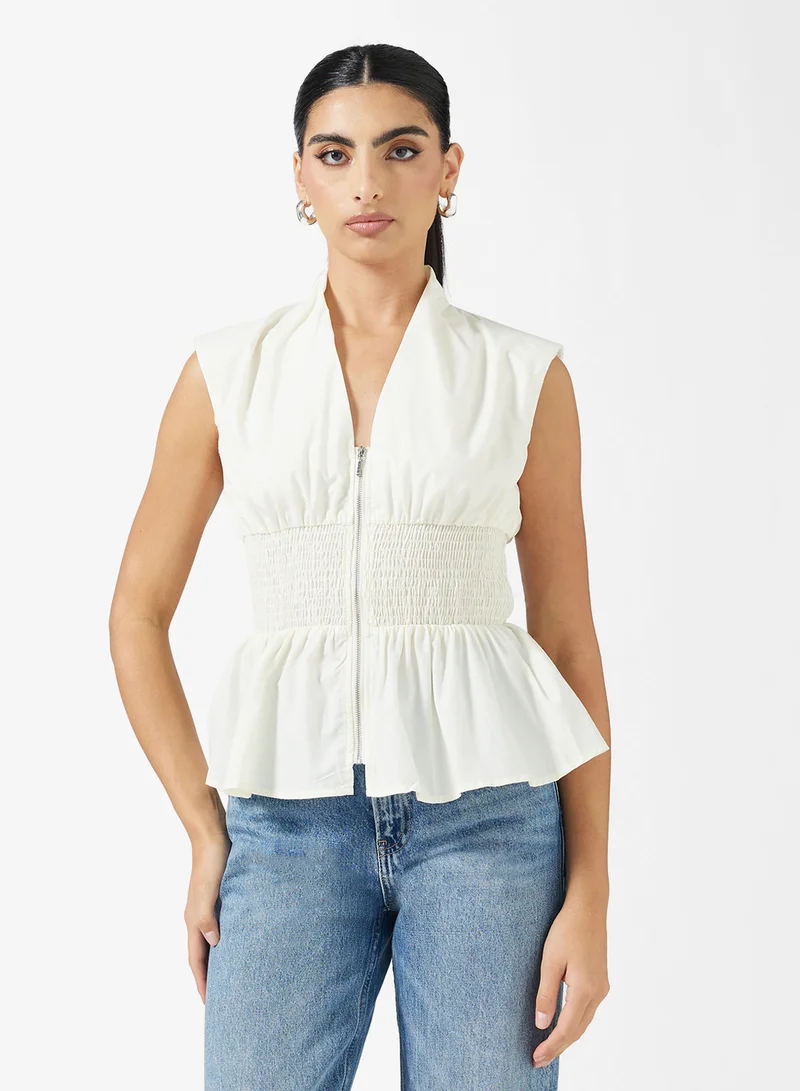 ELLA Peplum Top With Front Zipper