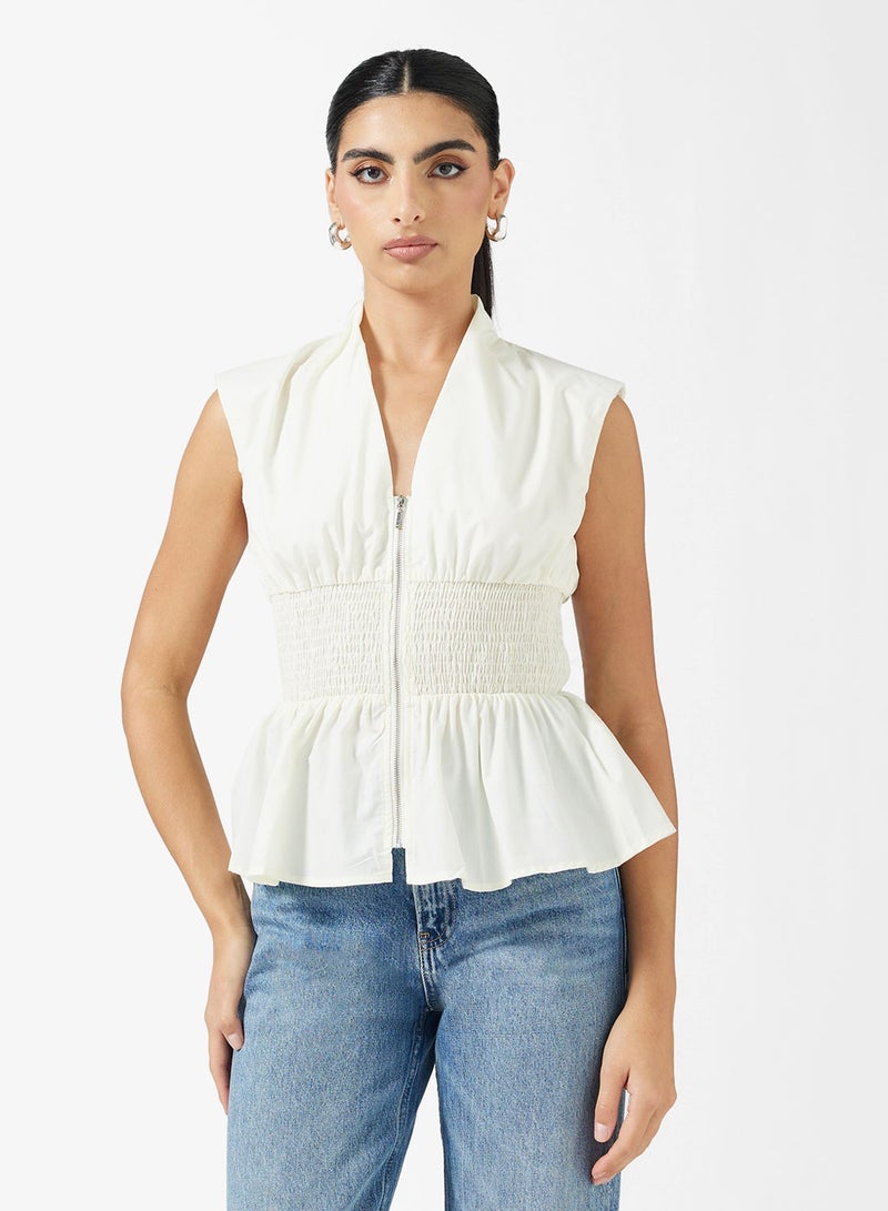 ELLA Peplum Top With Front Zipper - Image 1