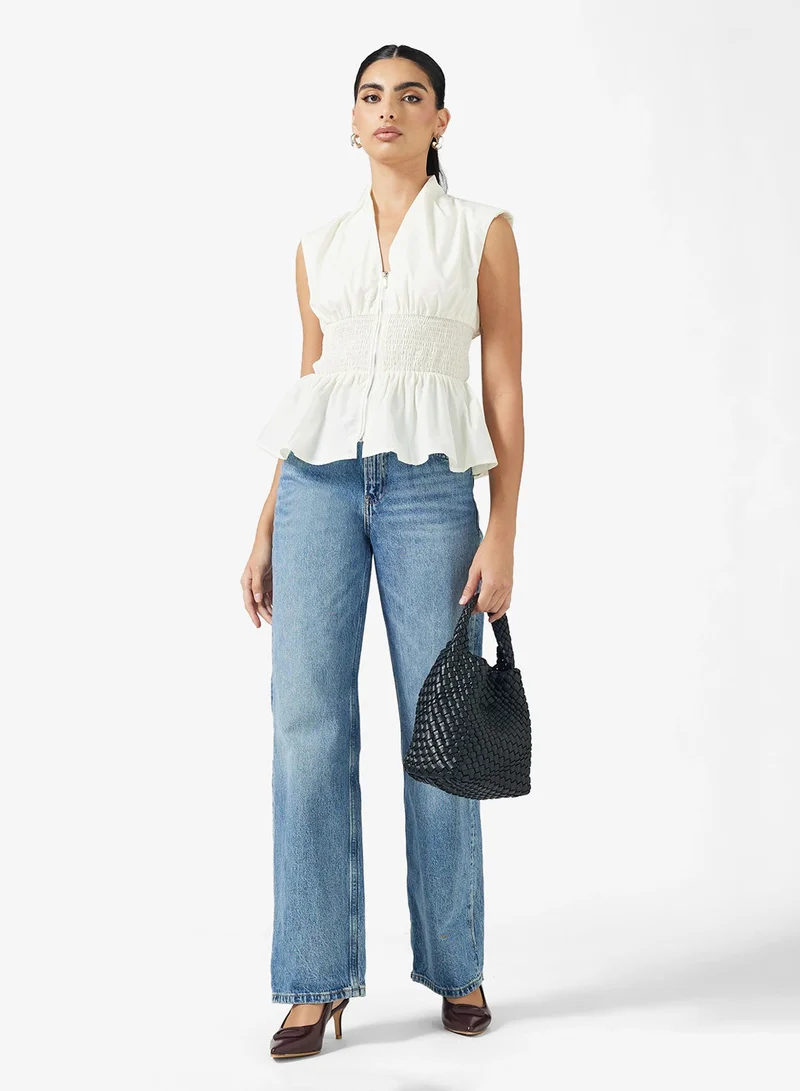 Ella  Peplum Top With Front Zipper for Women | Best Price UAE